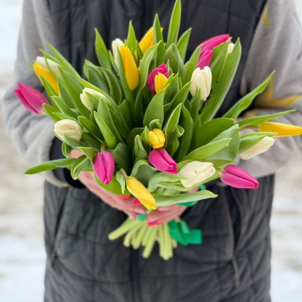 Букет из разноцветных тюльпанов - заказать с доставкой в по Новой Бесовке